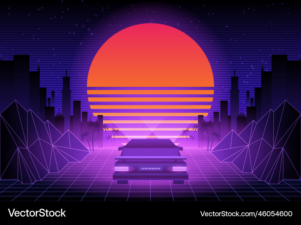 80s Synthwave Retro Sci-Fi Background – Royalty-Free Vector | VectorStock