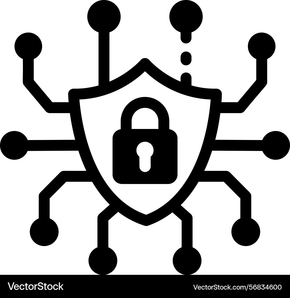 A filled style icon of cybersecurity with tech shi Vector Image