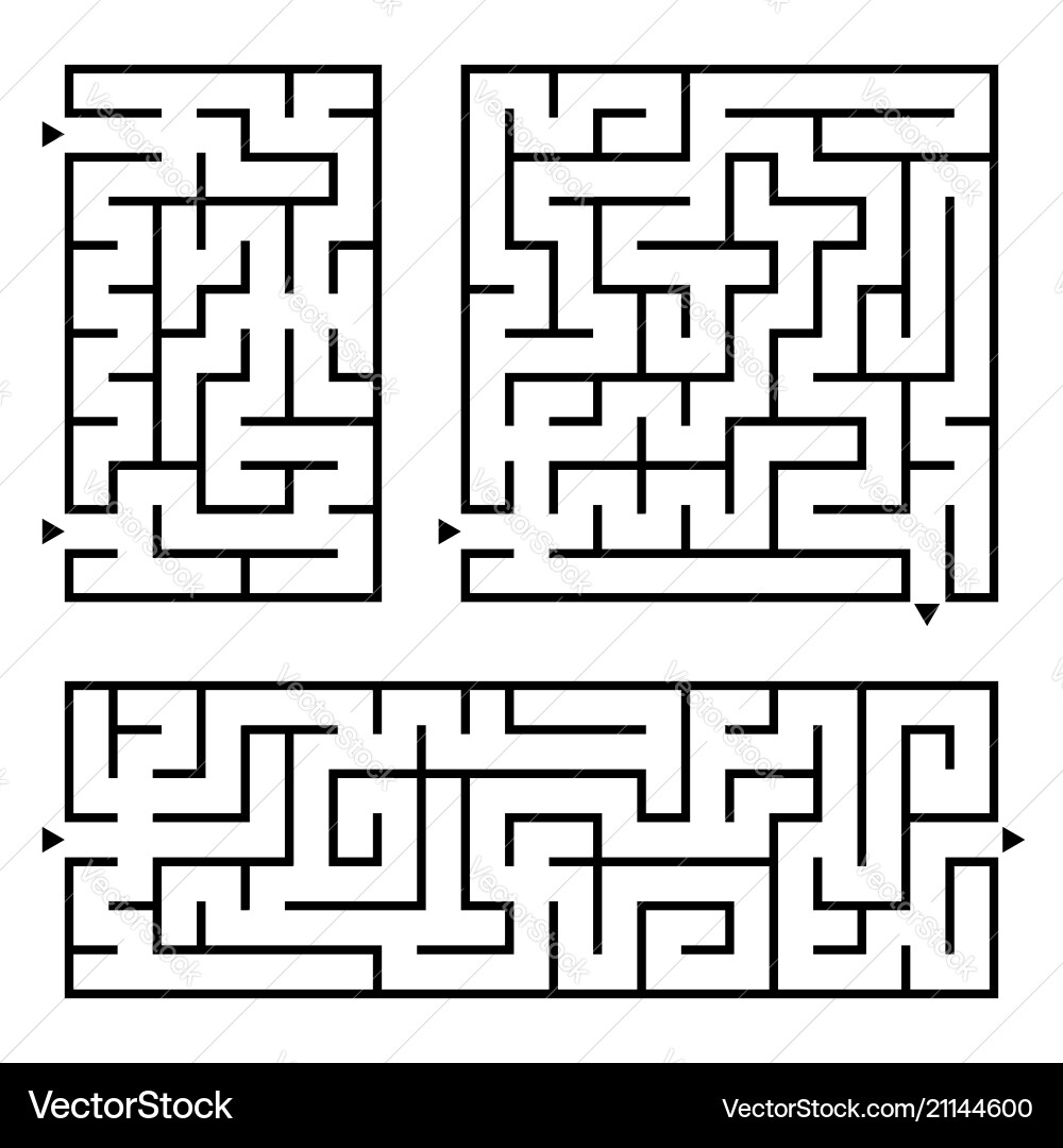 A set square and rectangular labyrinths A set square and rectangular labyrinths vector image