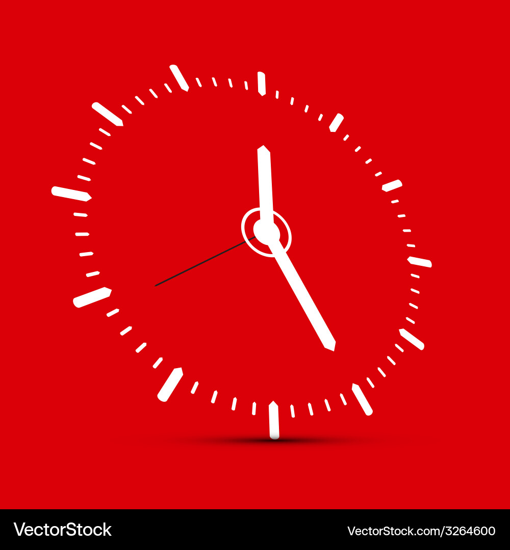 Abstract clock on red background vector image