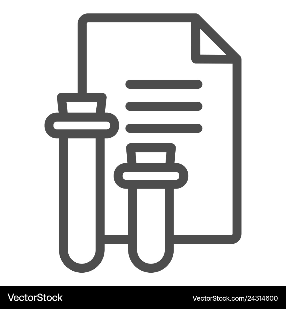 Blood test result line icon flask and document vector image