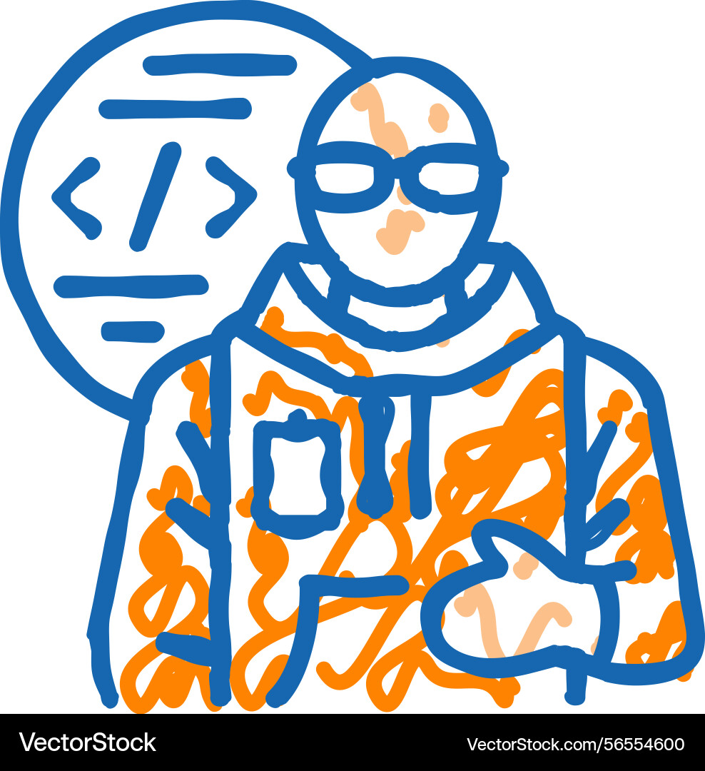 Computer engineer worker icon doodle Vector Image