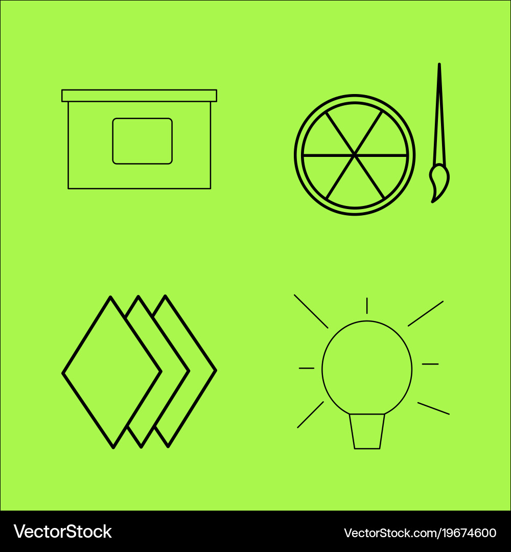 Design elements simple linear outline icon set vector image