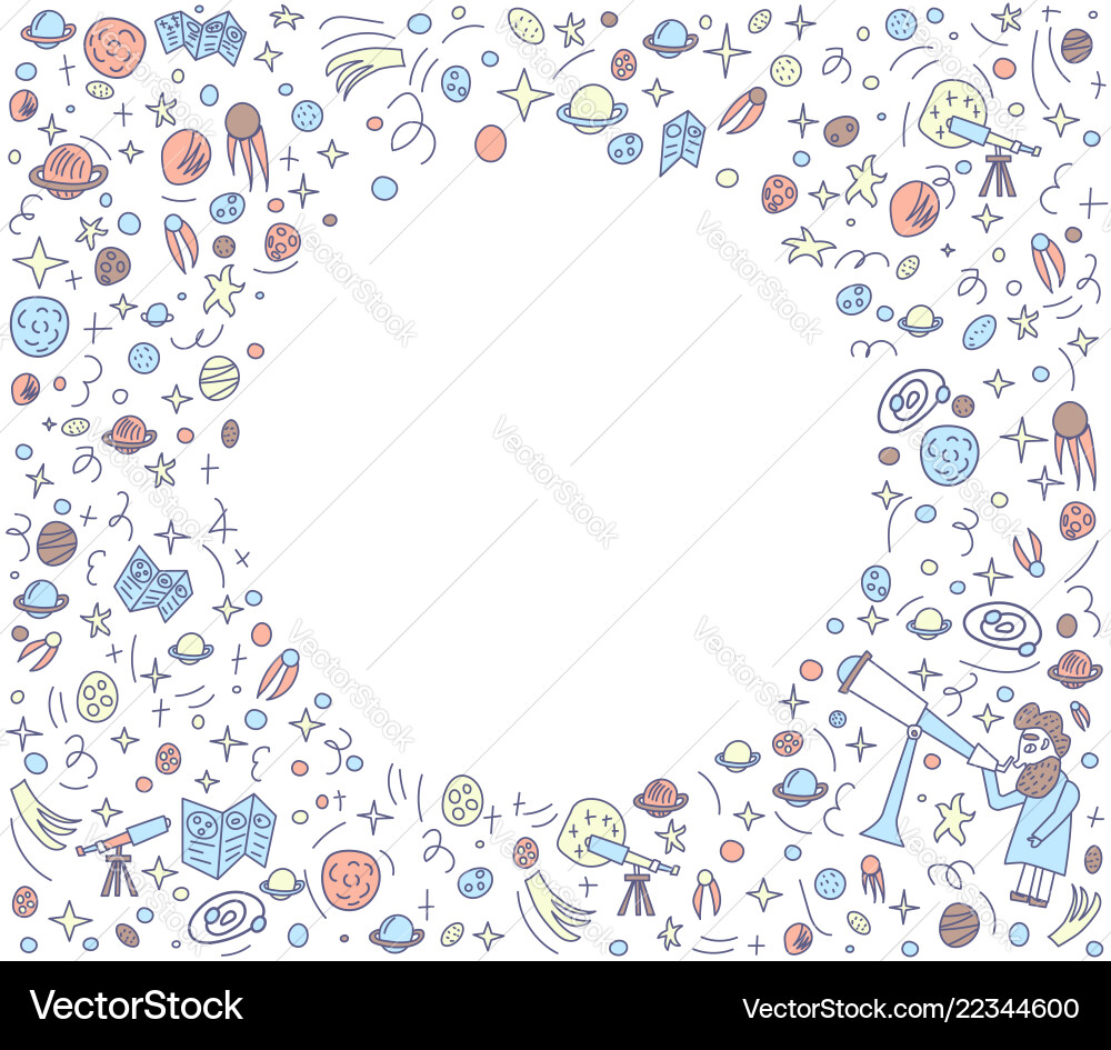 Design of astronomers and space objects Design of astronomers and space objects Vector Image
