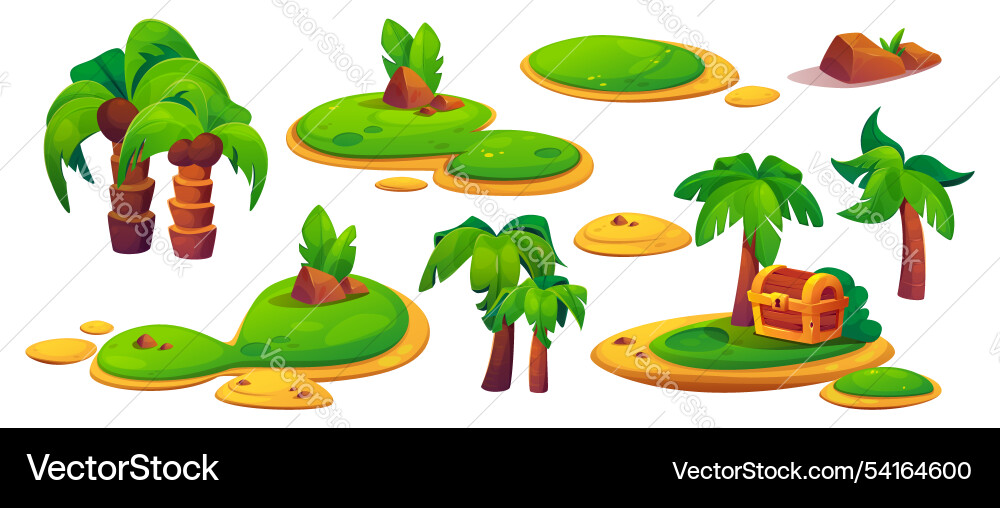 Game level tropical setting with palm trees Game level tropical setting with palm trees vector image