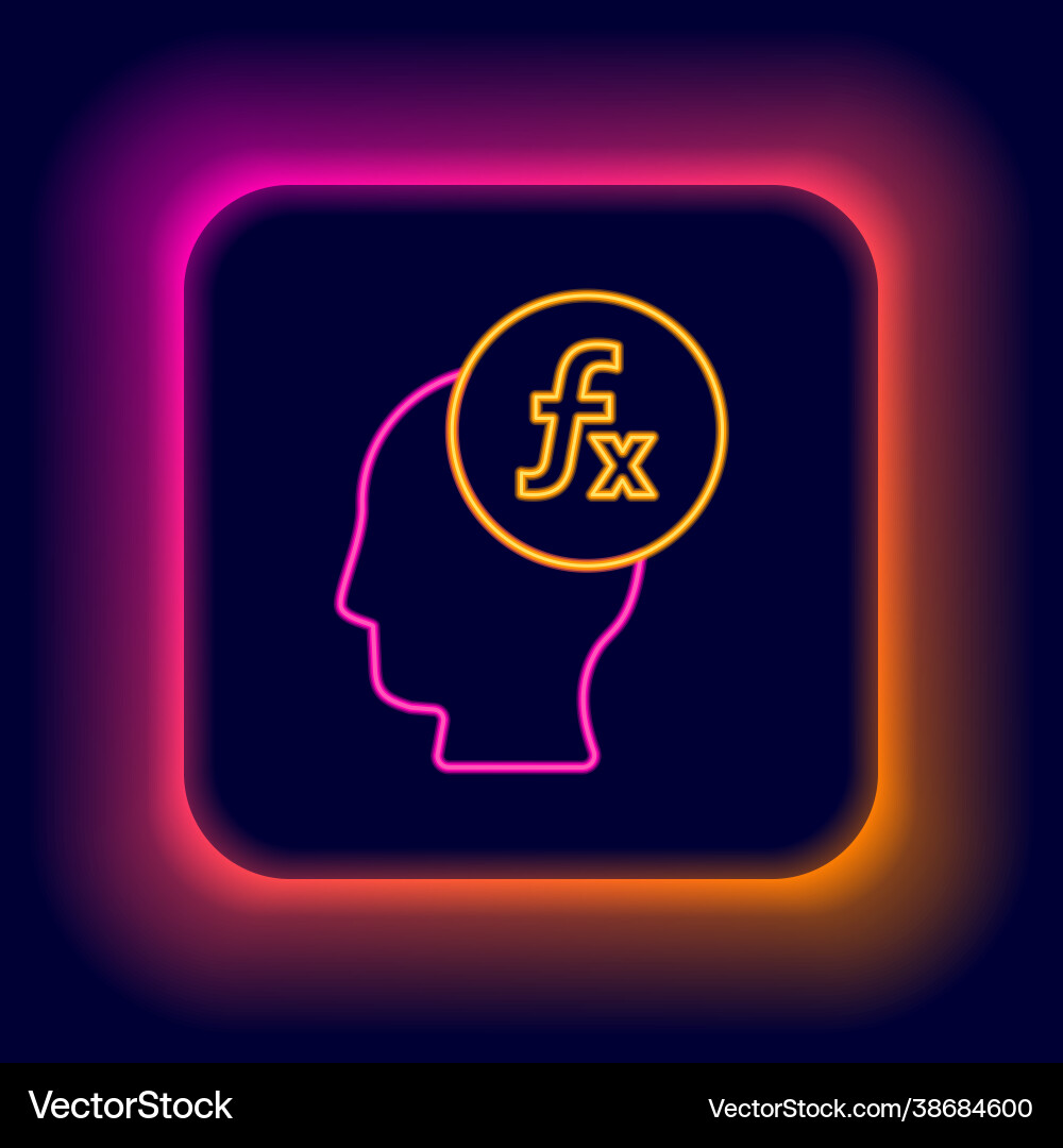 Glowing neon line function mathematical symbol Glowing neon line function mathematical symbol Vector Image