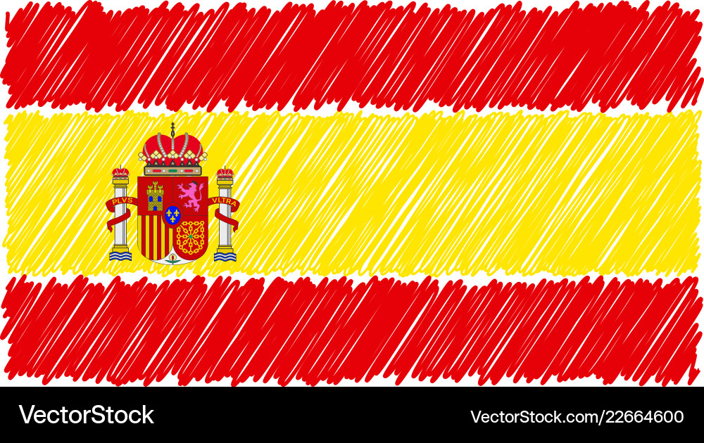 Hand gezeichnete nationale Flagge von Spain isoliert Hand gezeichnete nationale Flagge von Spain isoliert vektorbild