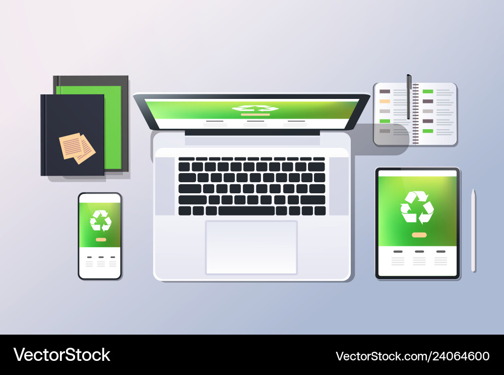 Mobile computer recycle application recycling Mobile computer recycle application recycling vector image