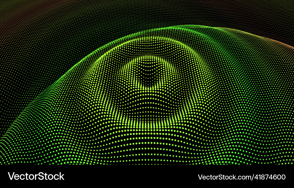 Particle 3d wavy ripple effect color grid surface vector image