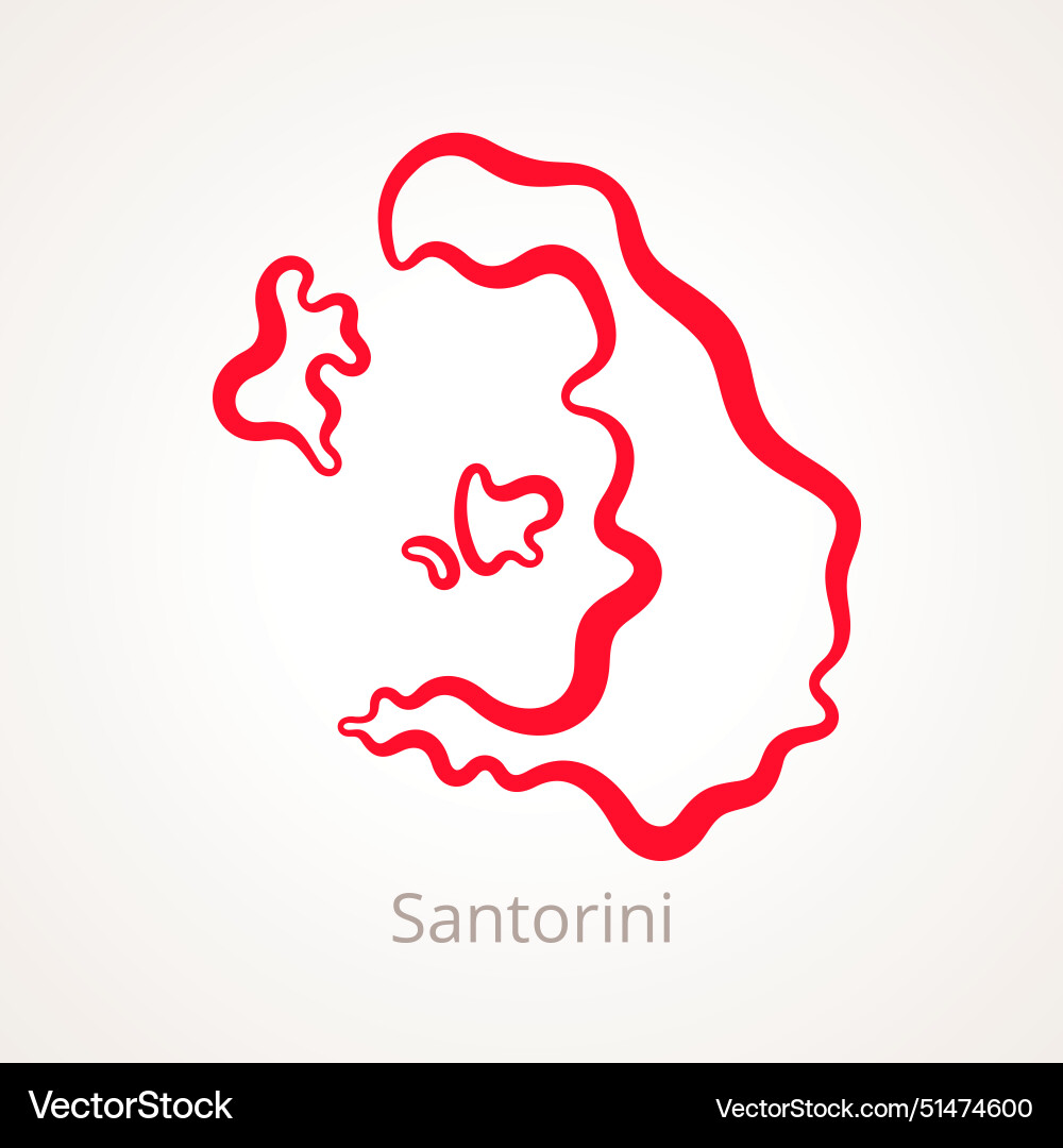 Santorini - outline map vector image