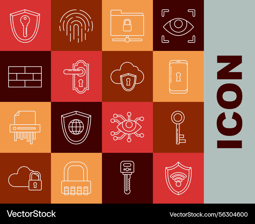 Set line shield with wifi wireless internet Set line shield with wifi wireless internet vector image