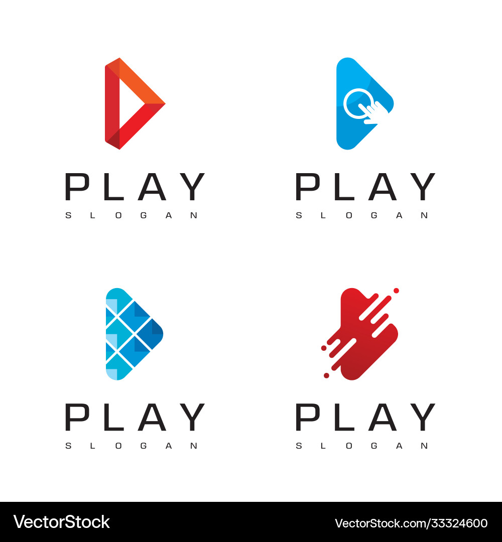 Set media player logo with play button symbol Vector Image