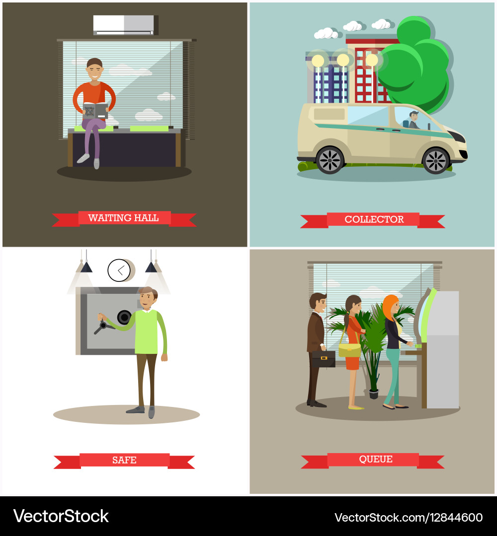 Set of banking concept design elements Vector Image