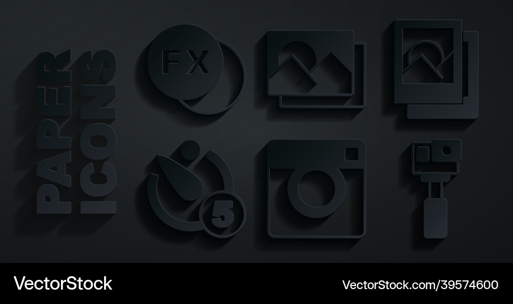 Set photo camera frame timer action Set photo camera frame timer action vector image