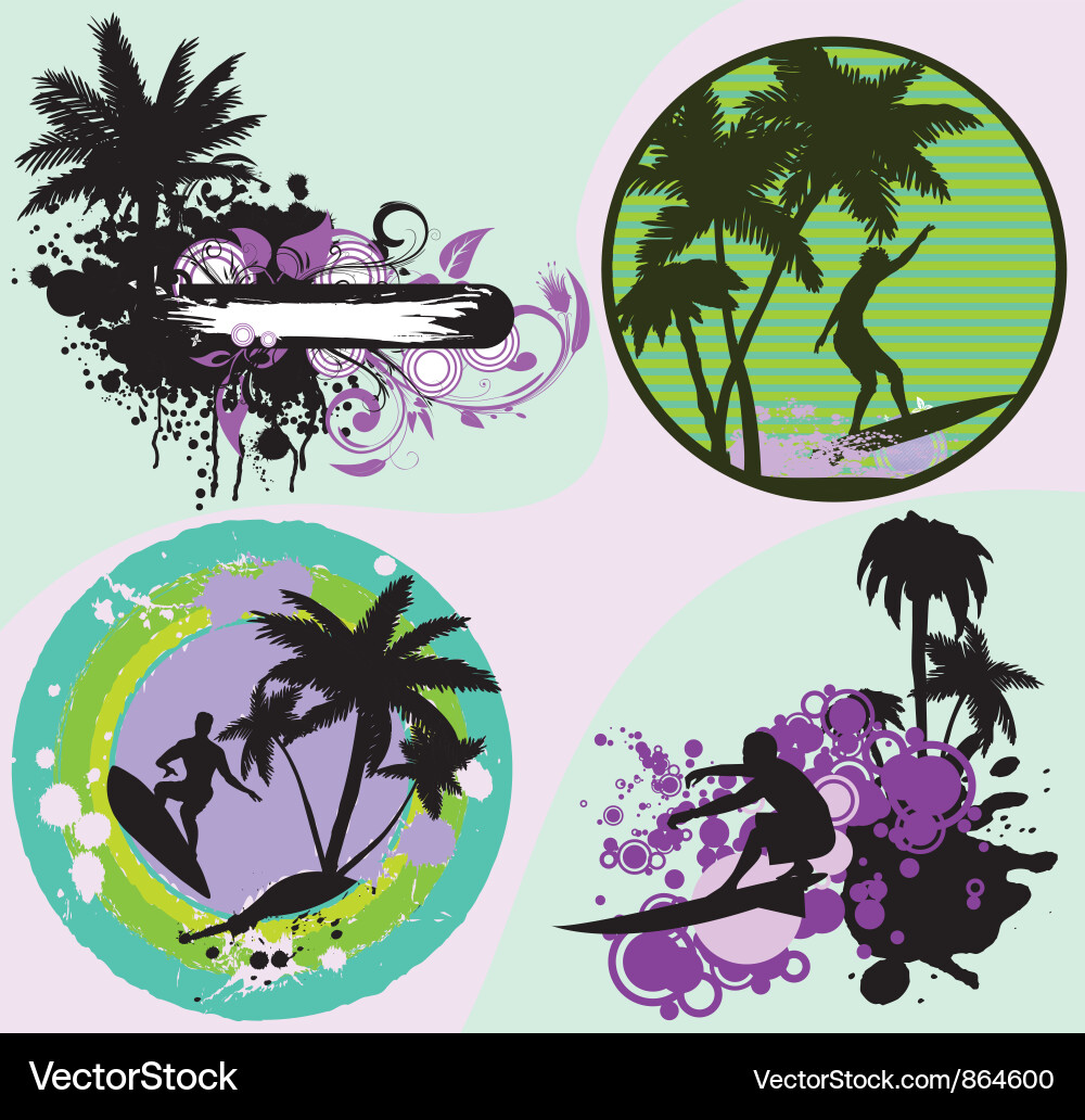 Summer frames set with palm trees vector image