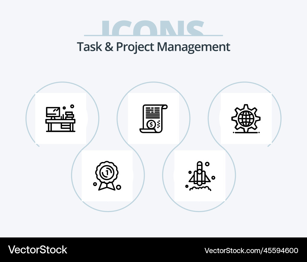 Task and project management line icon pack 5 Vector Image