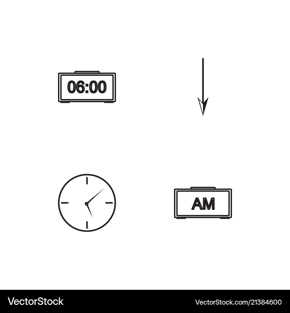 Time linear icons set simple outline vector image