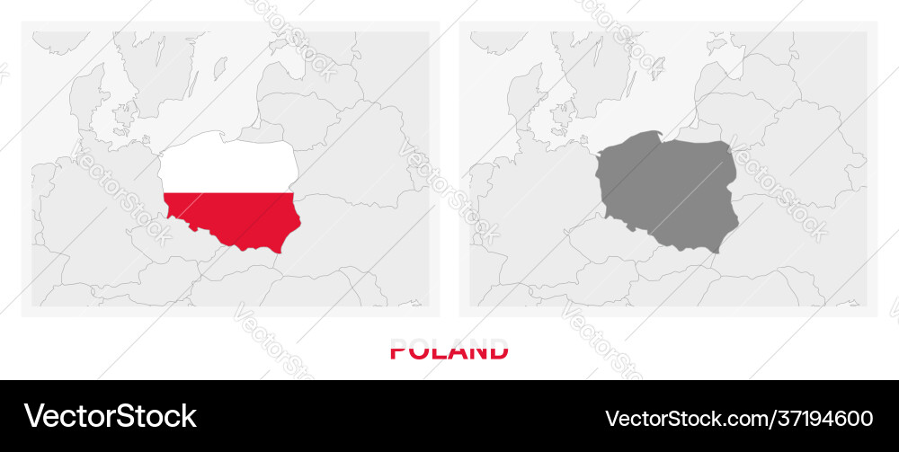 Two versions map poland with flag Vector Image