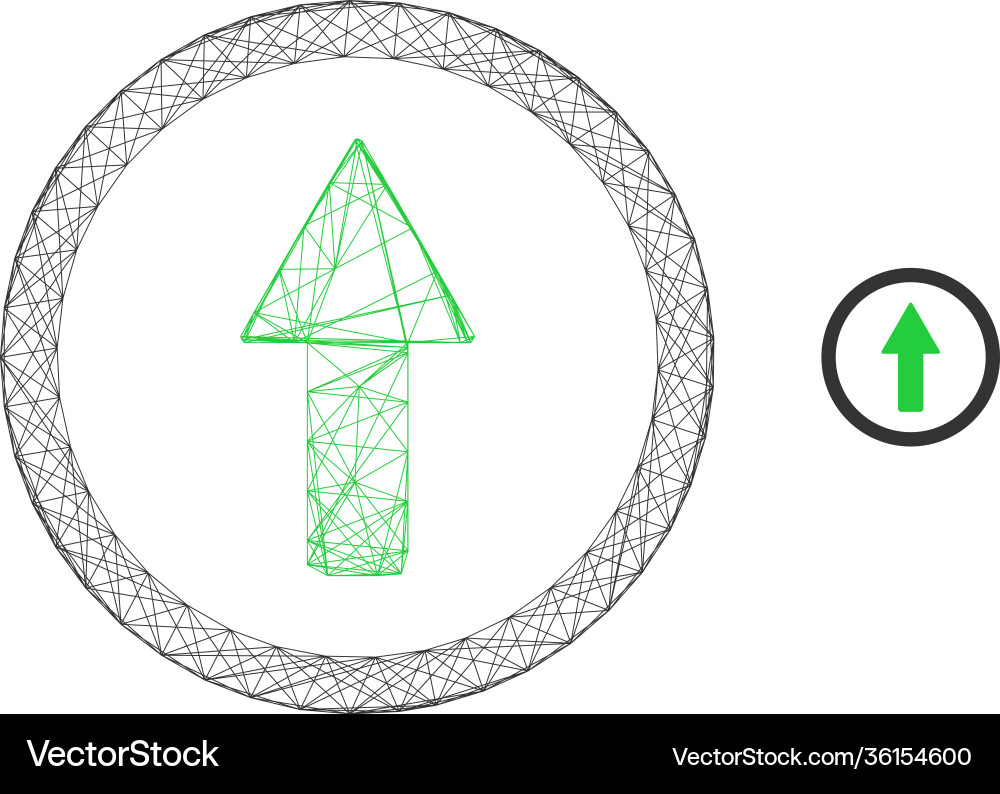 Web mesh rounded up arrow icon Web mesh rounded up arrow icon vector image