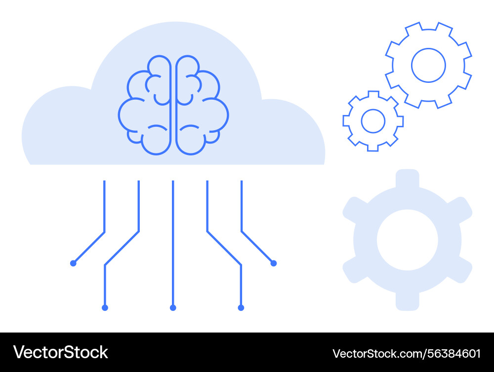 Cloud computing with brain and gear connection vector image