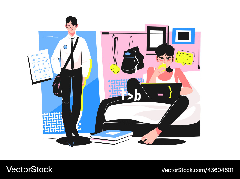 Coding Student Portrait vector image