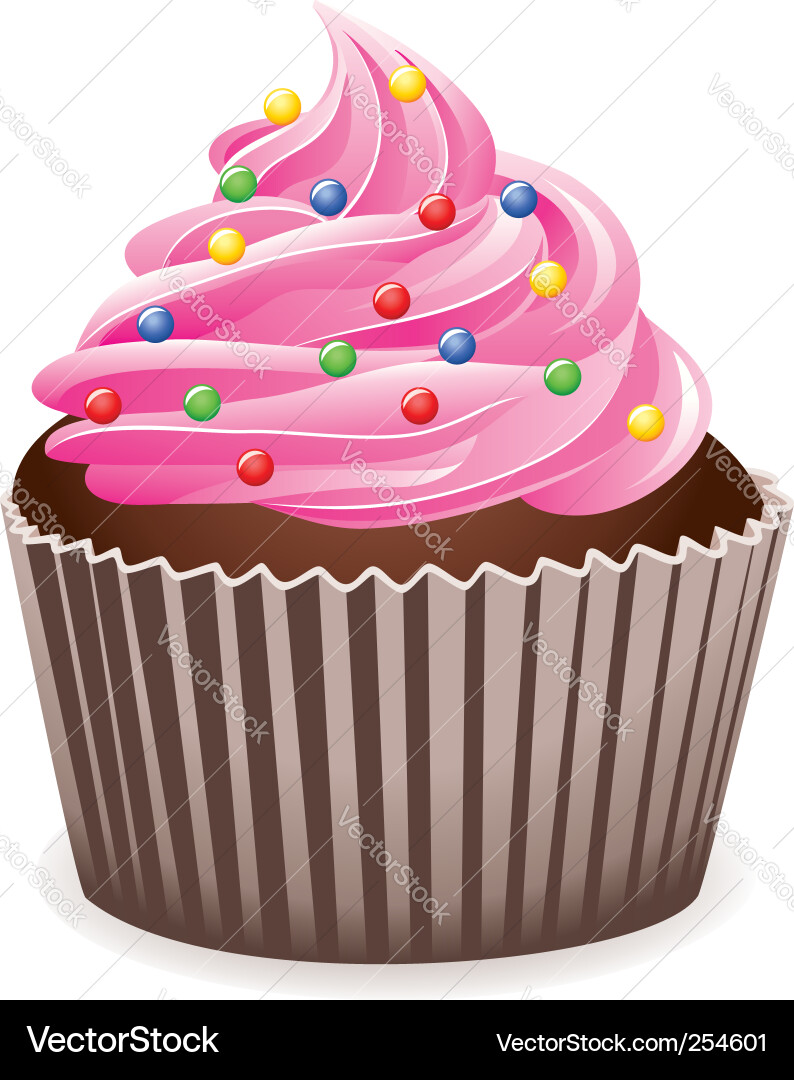 Colorful Pink Cupcake vector image