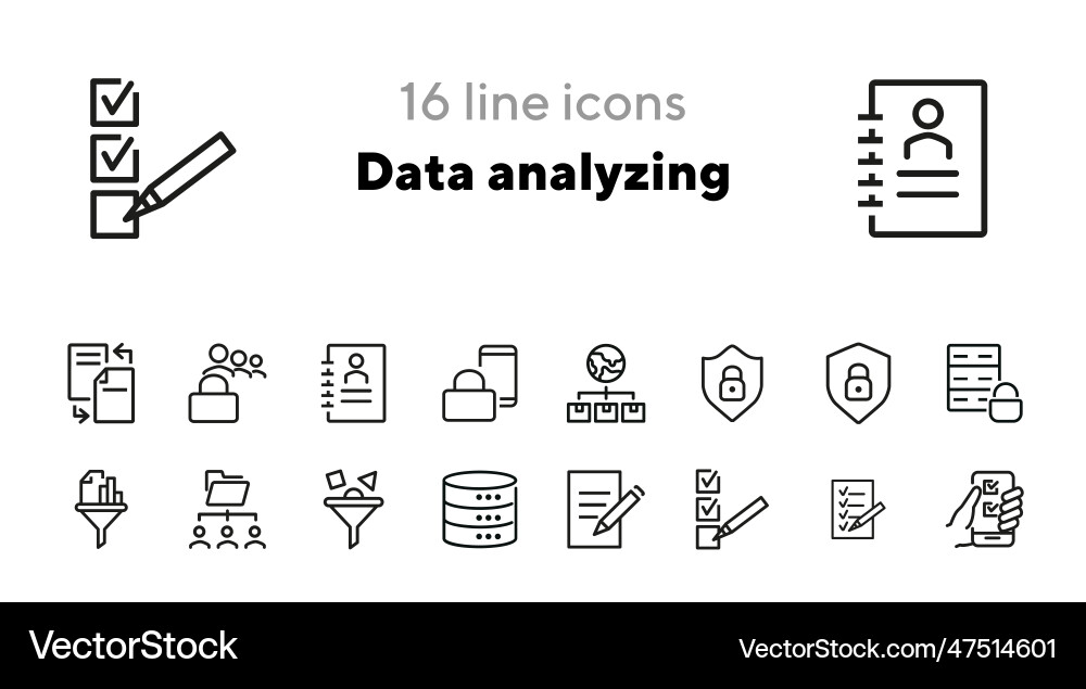 Data analyzing icons Data analyzing icons vector image