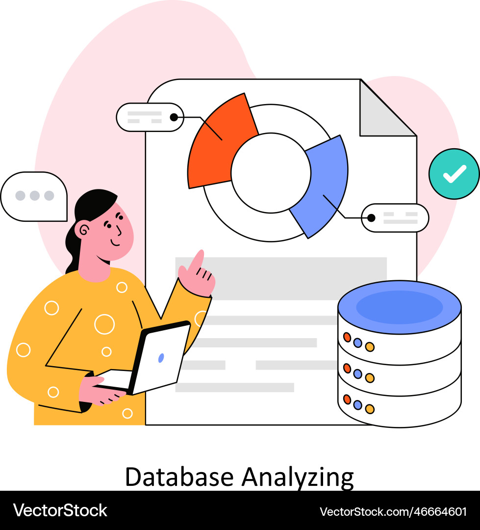 Database analyzing flat style design illust Database analyzing flat style design illust vector image