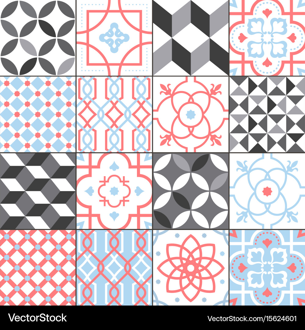 Different tiles pattern collection colorful vector image