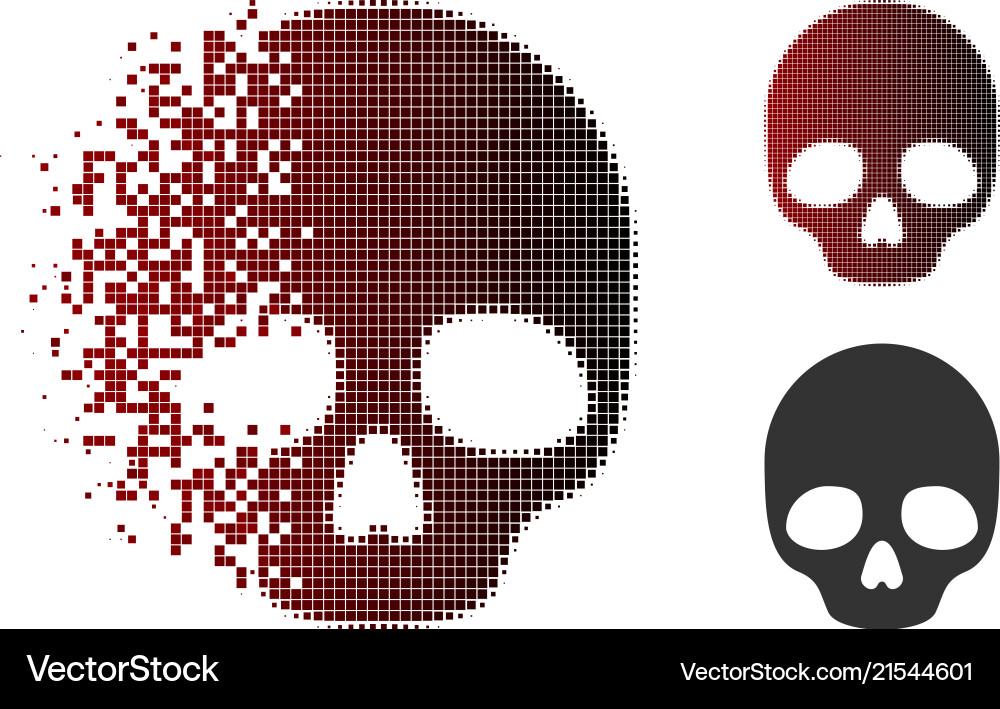 Dissolved pixel halftone skull icon Dissolved pixel halftone skull icon Vector Image