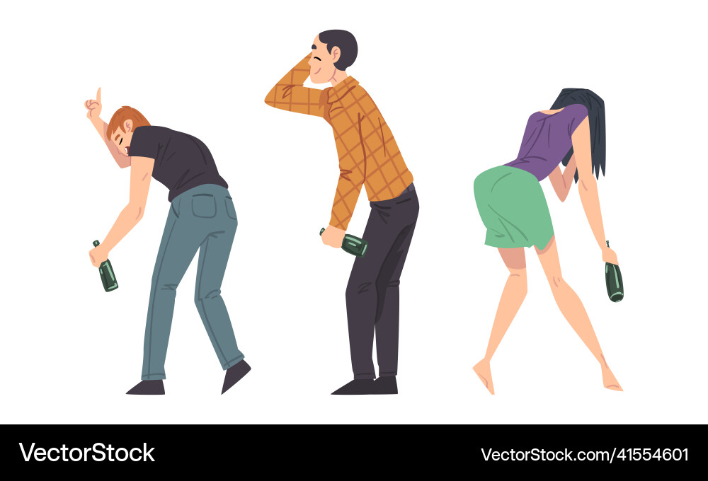 Drunk Leute setzen männliche und weibliche Person Drunk Leute setzen männliche und weibliche Person vektorbild