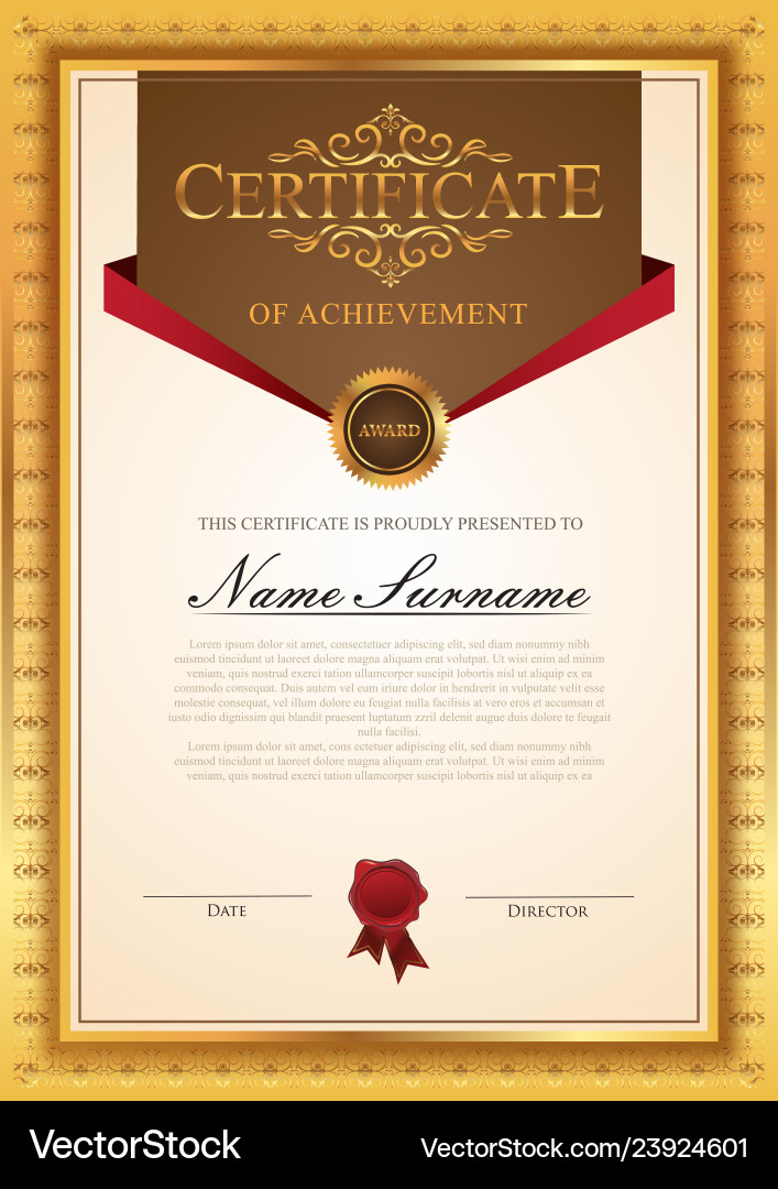 Elegant Gold Certificate Template Vector Image
