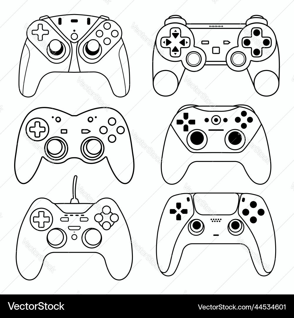 Game Controller Collection Outline vector image