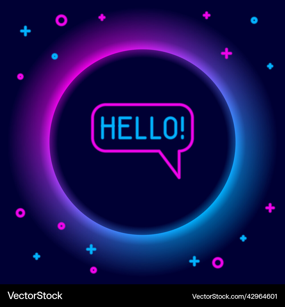 Glowing neon line hello in different languages Glowing neon line hello in different languages Vector Image