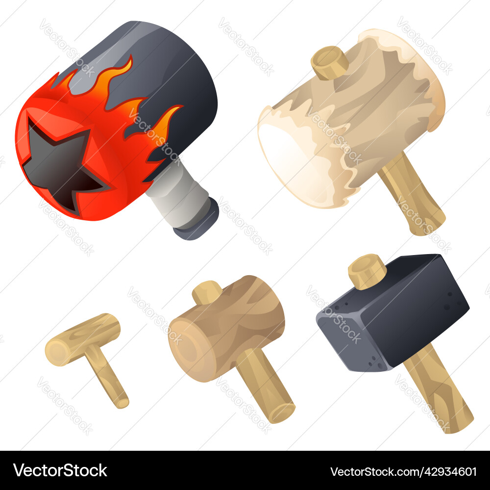 Hammers cartoon design element set Vector Image