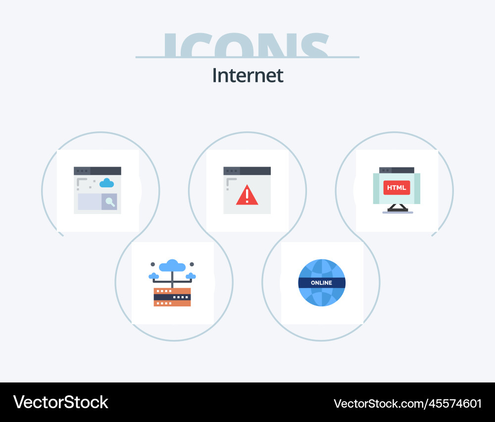 Internet flat icon pack 5 design html code vector image