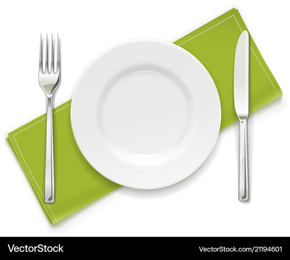 Plate with Fork and Knife vector image