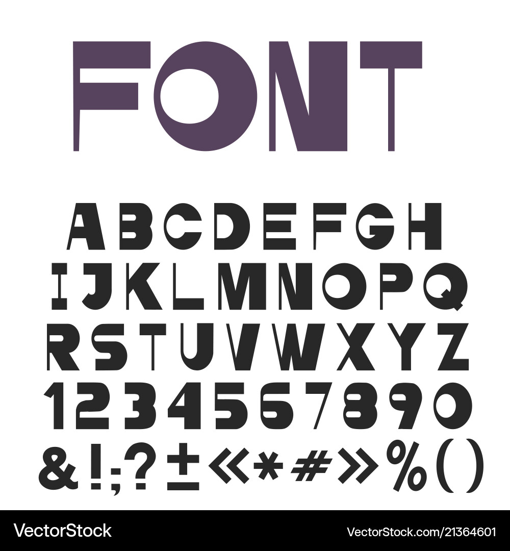 Stylish universal font alphabet lettersnumbers vector image