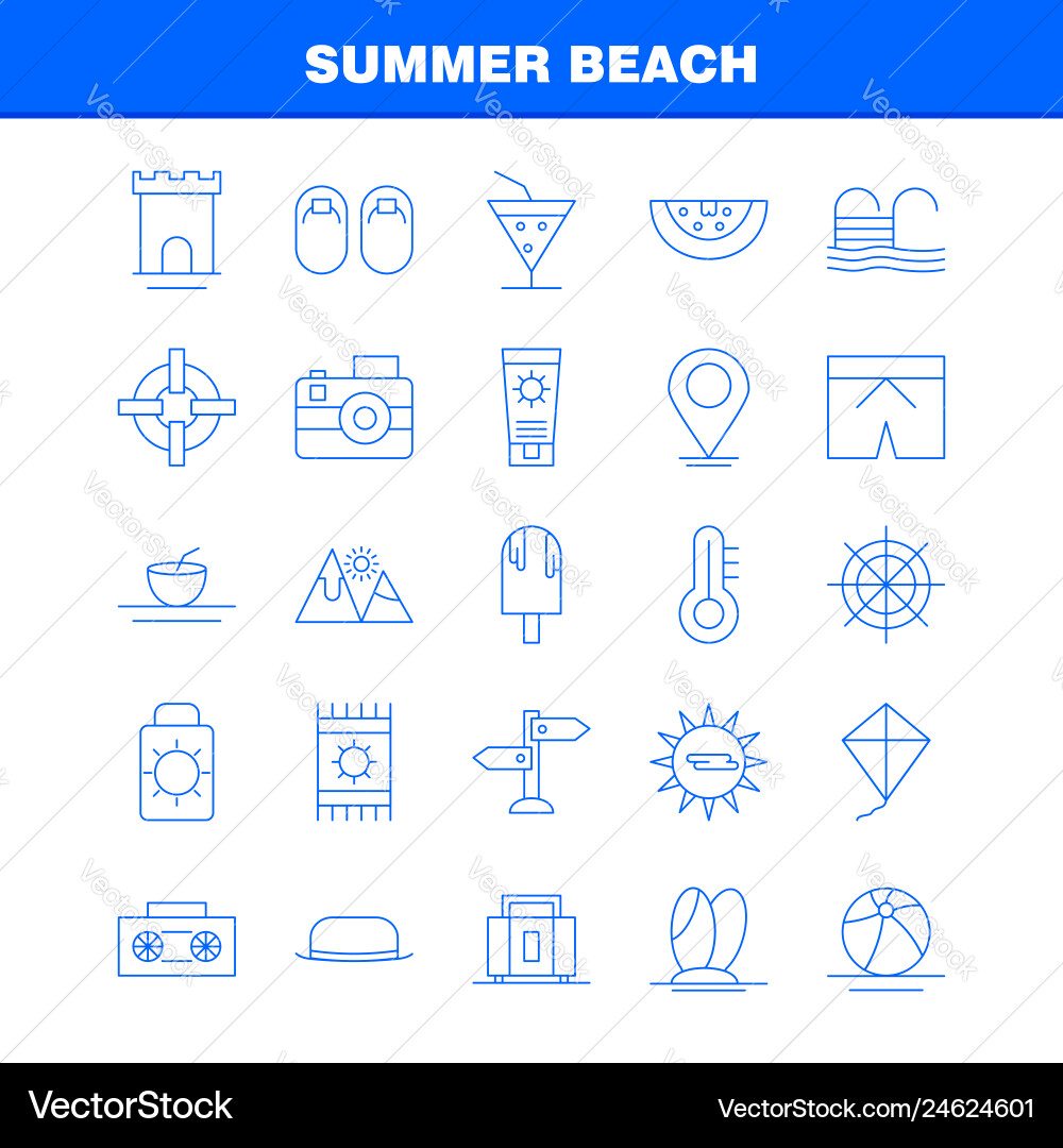 Summer beach line icon for web print and mobile vector image