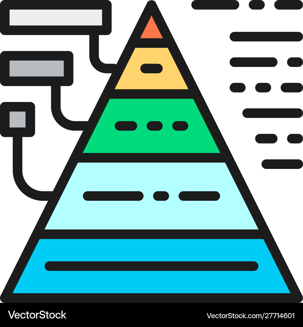 Triangular diagram with explanations flat color Triangular diagram with explanations flat color Vector Image
