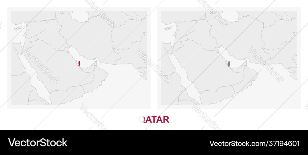 Two versions map qatar with flag Vector Image