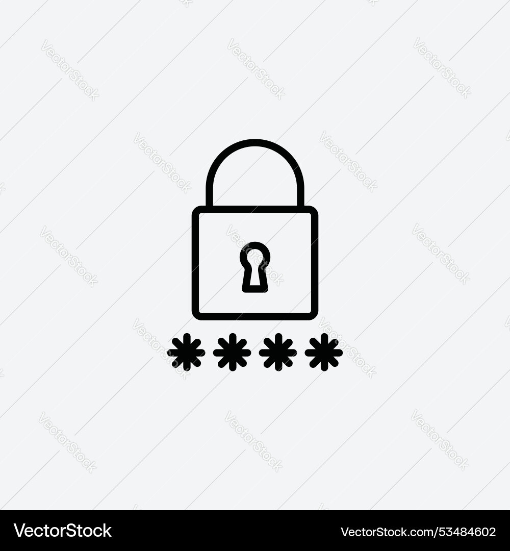 Code lockline in thin line black color flat Vector Image