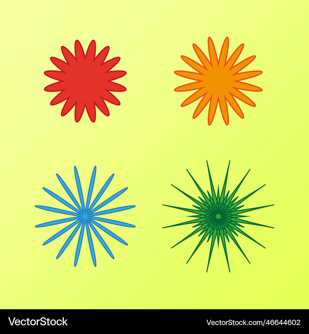 Colored circles with rays in abstract style Colored circles with rays in abstract style vector image