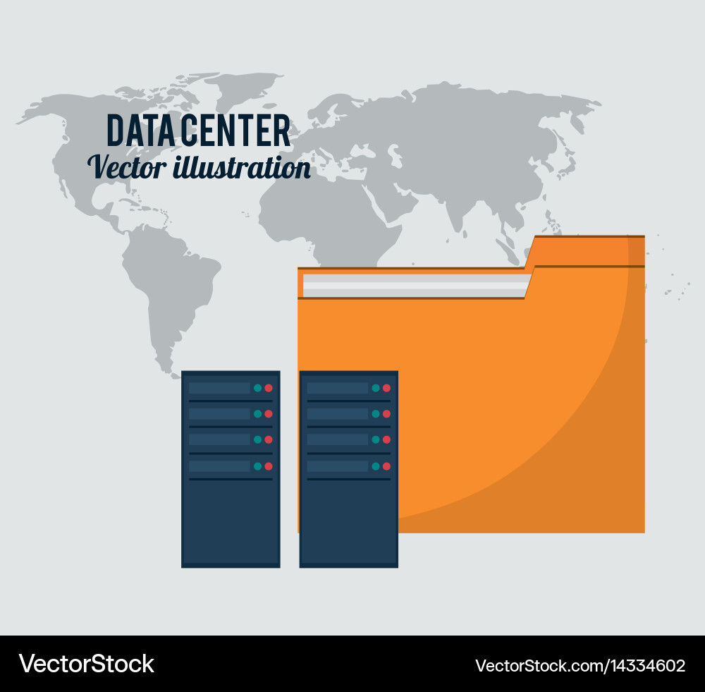 Data center folder file storage global vector image