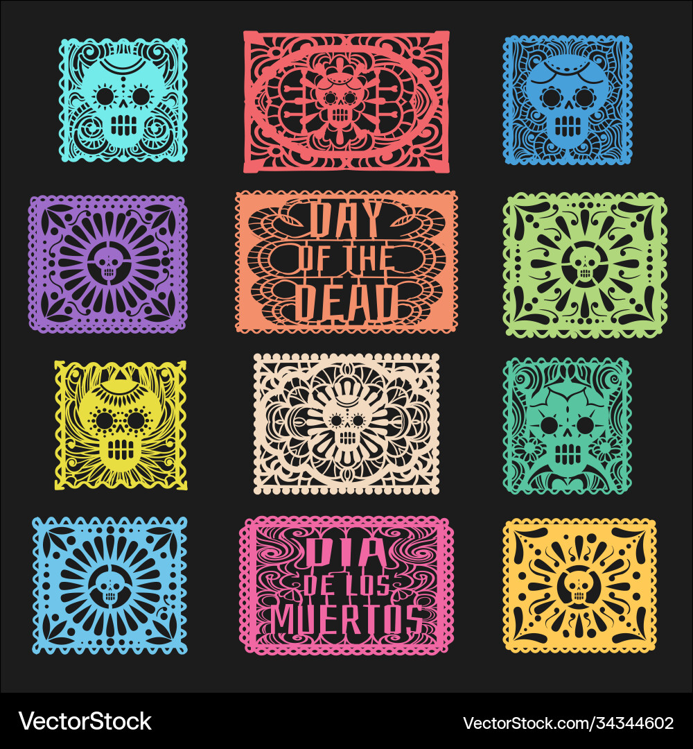 Day of the Dead Paper Flags Vector Image