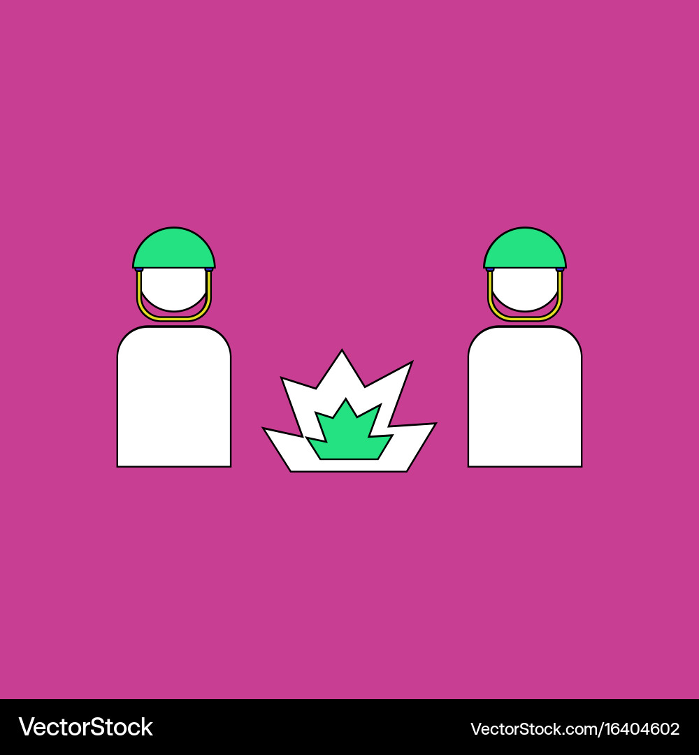Flat icon design collection soldiers and explosion Vector Image