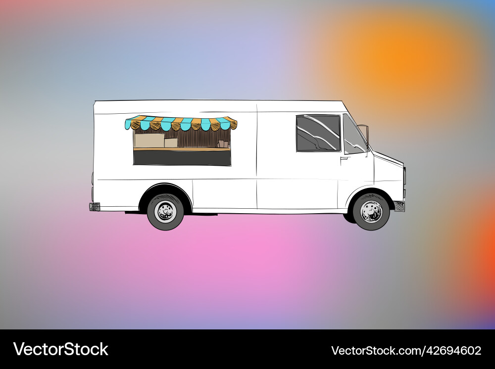 Food truck sketch street banner Food truck sketch street banner vector image