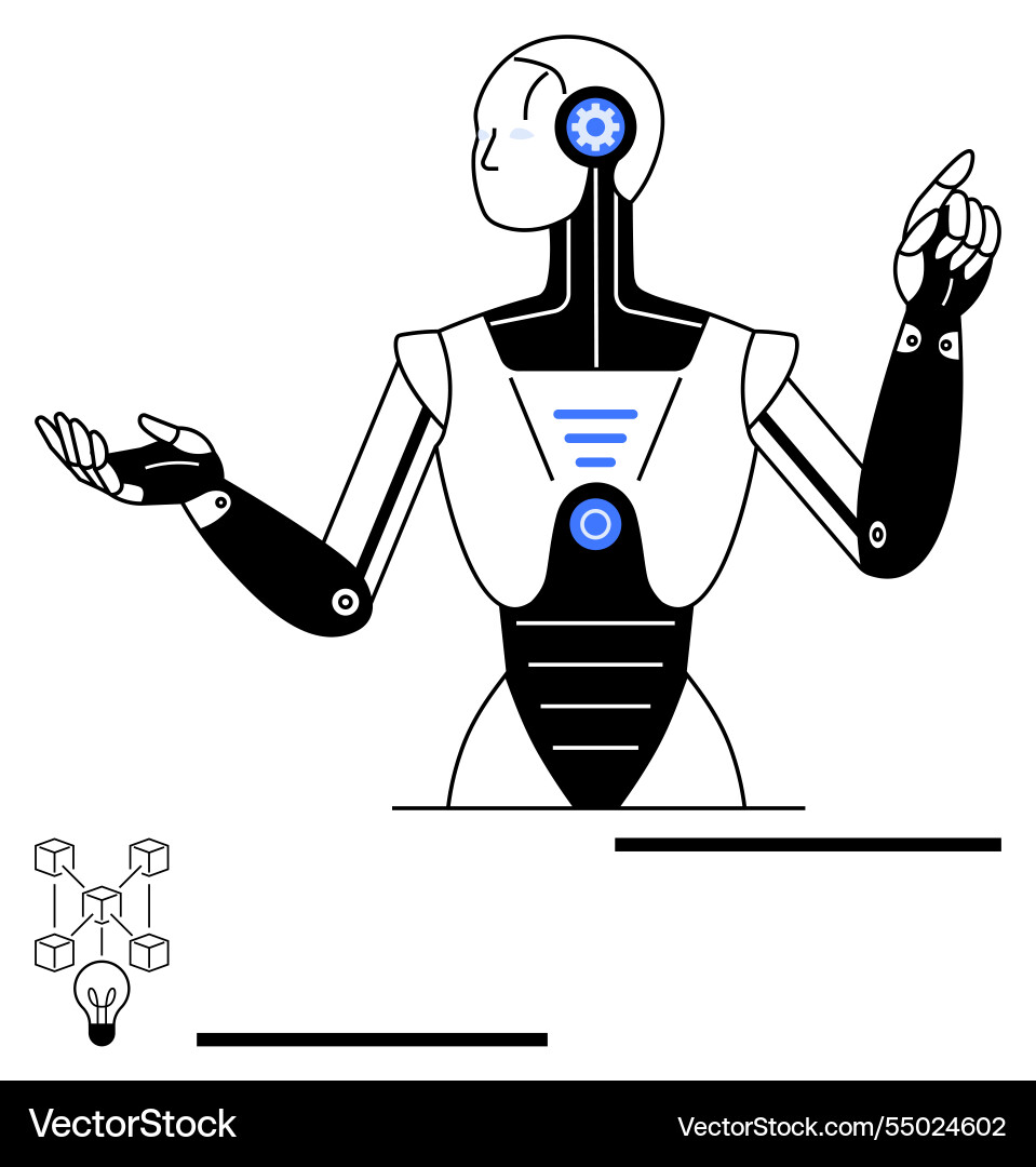 Futuristic ai robot with gesture controls Futuristic ai robot with gesture controls vector image