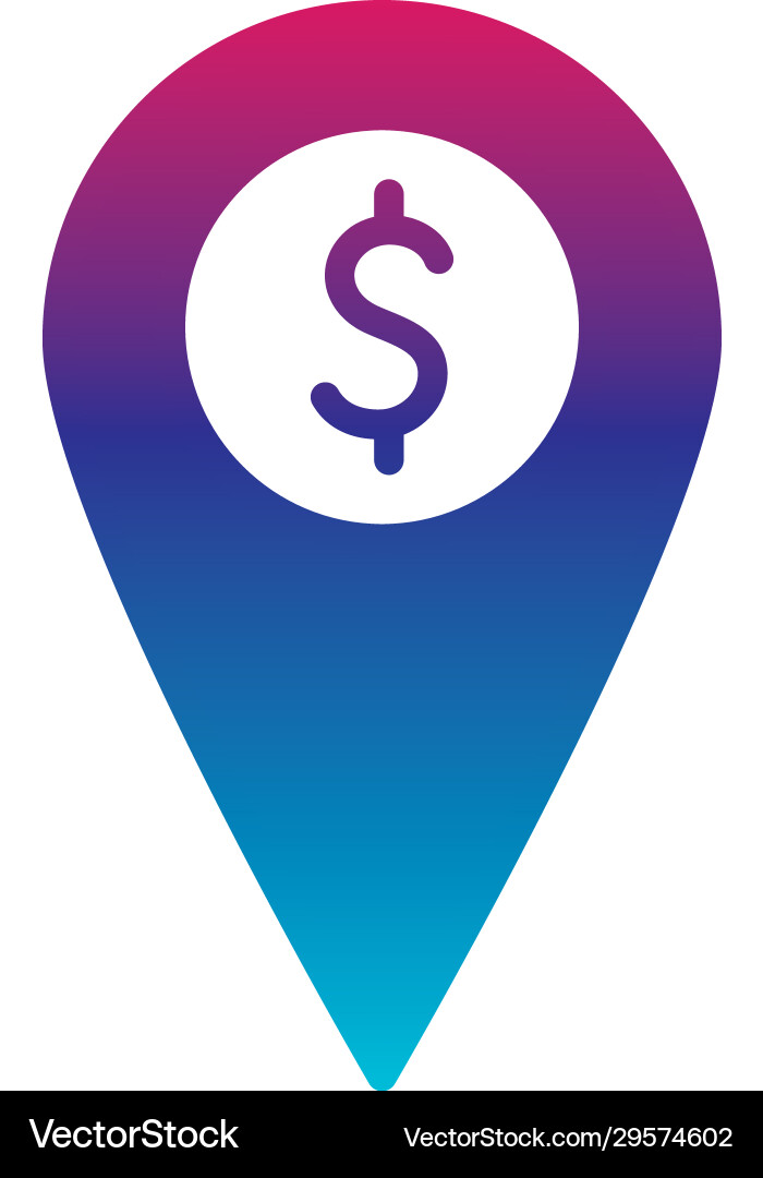 Isolated dollar gps mark gradient line style icon vector image