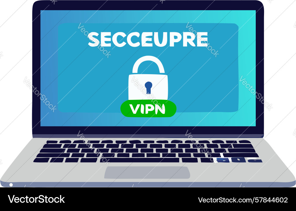 Laptop displaying vpn secure connection icon Vector Image